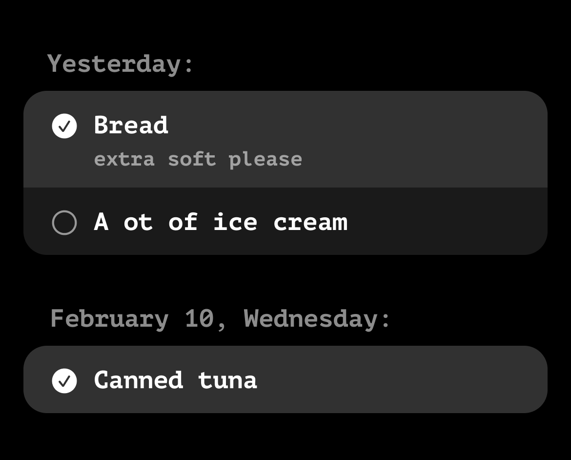 Товары из истории покупок можно легко добавить в список